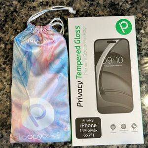 iPhone 14 pro max Loopy case and privacy screen protector